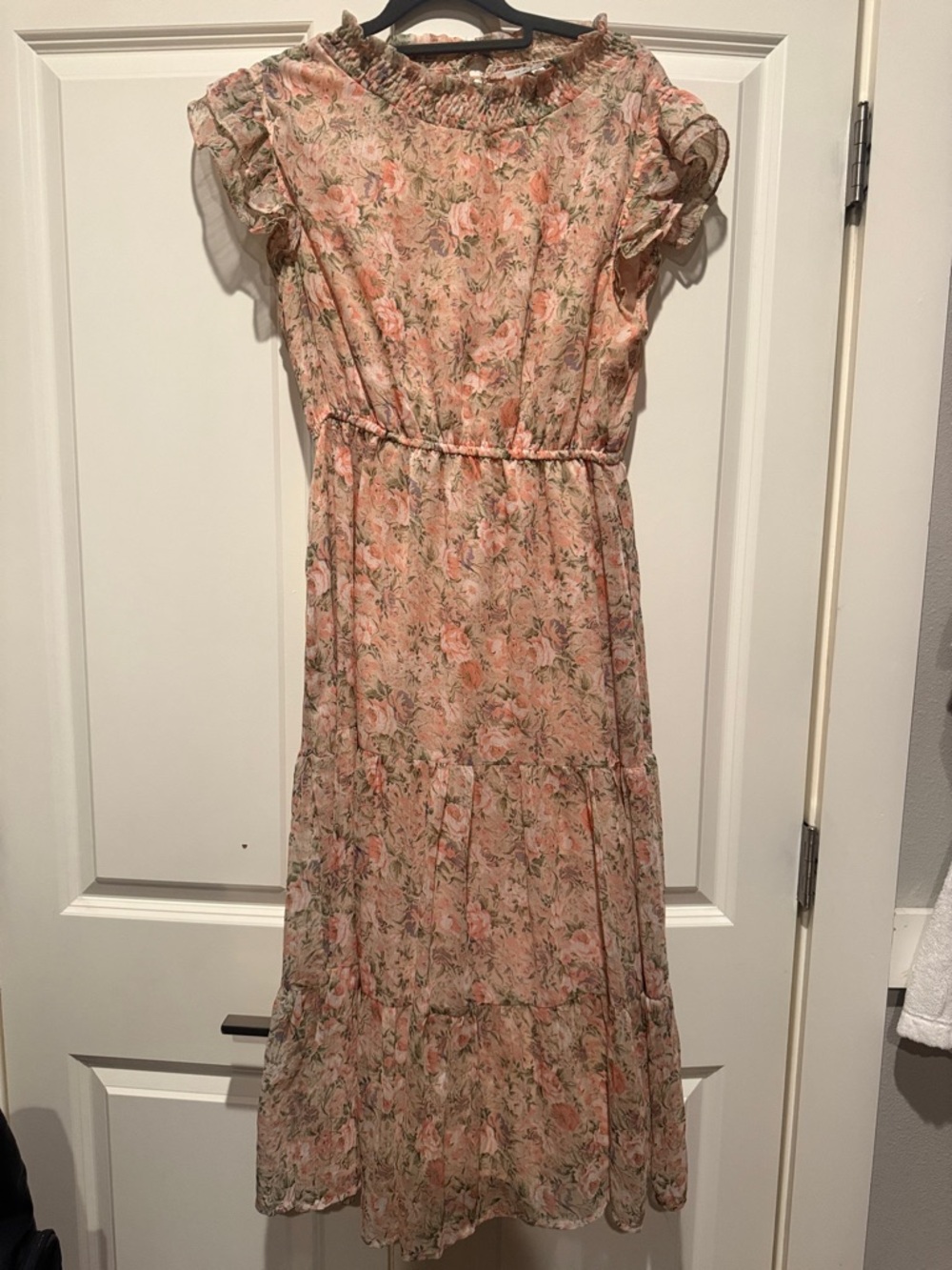 Hayden Floral Maxi Dress in Peach and Green